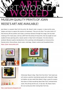 Joan Reese Honored In ART WORLD